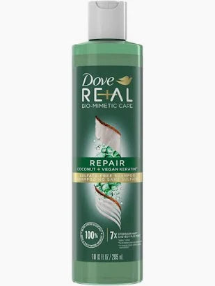 Dove RE+AL Bio-Mimetic Care Repair Shampoo, Coconut + Vegan Keratin, 10 fl oz